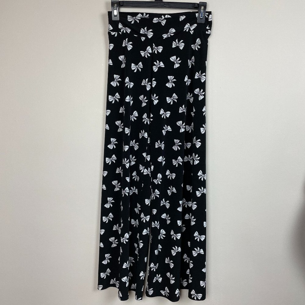 Coquette Bows Eyeshadow Girl’s Palazzo Wide Leg Stretch Black Pants Size XL